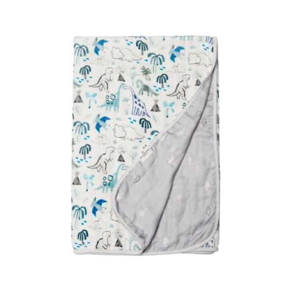 NWT Loulou Lollipop Set Muslin Quilt Baby or Toddler Blanket /Knot Hat Dinosaurs - Picture 5 of 5